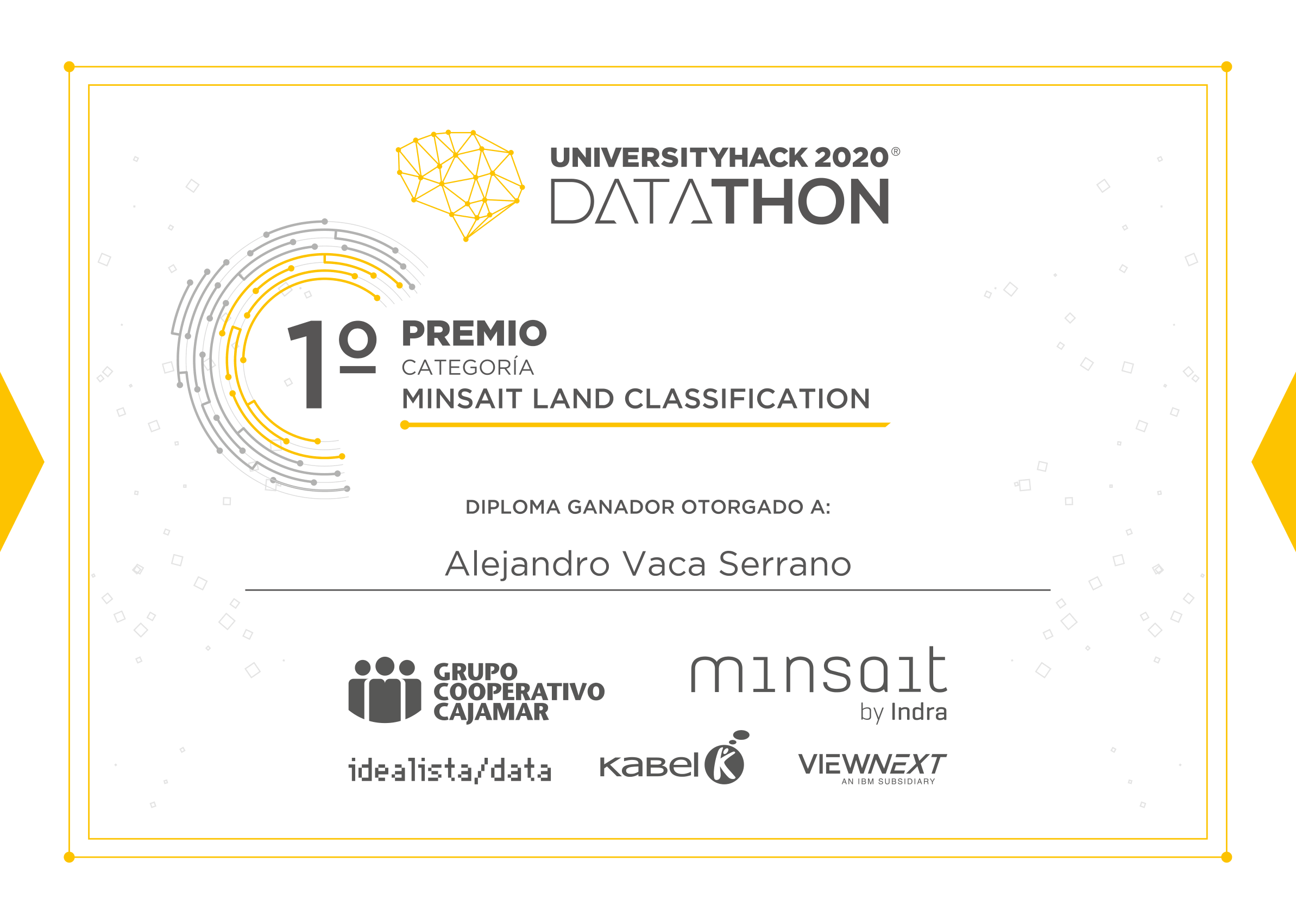 Diploma: 1er Premio — Cajamar UniversityHack 2020 (DataThon)