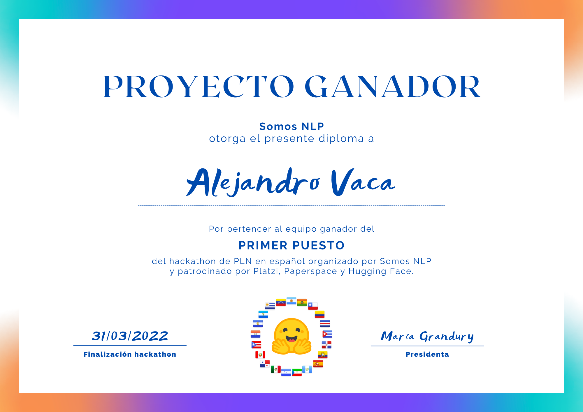 Diploma: Proyecto ganador — SomosNLP Hackathon 2022